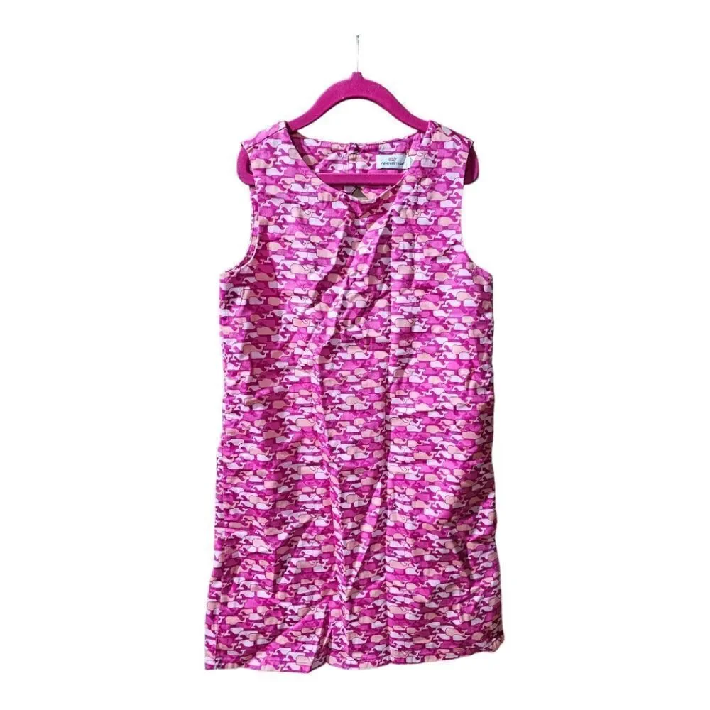 VINEYARD VINES Whale Print Diamond Back‎ Pink Dress - Size 8